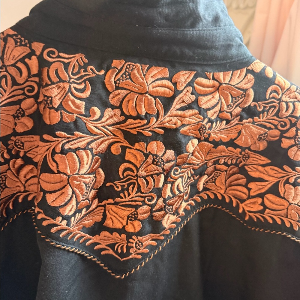 Scully Black Shirt with Brown Embroidery - Picture 6 of 7